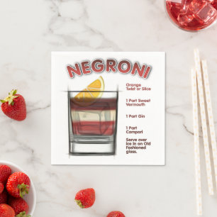 NEGRONI Cocktail Recipe Art Napkin
