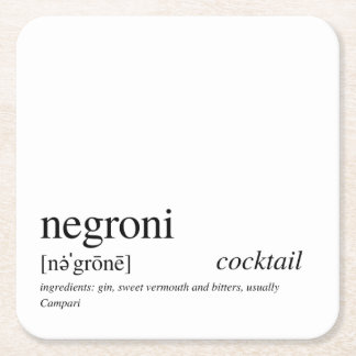 Negroni Modern Black Typography Paper Coaster
