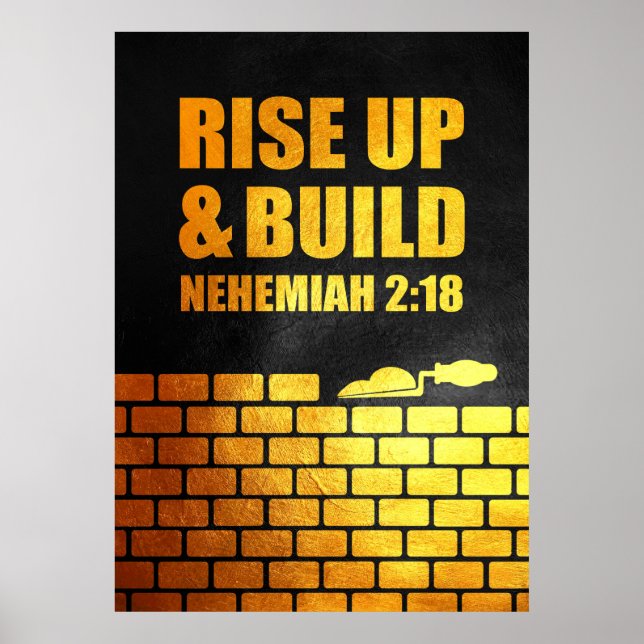 Nehemiah 2:18 Bible Verse Poster (Front)
