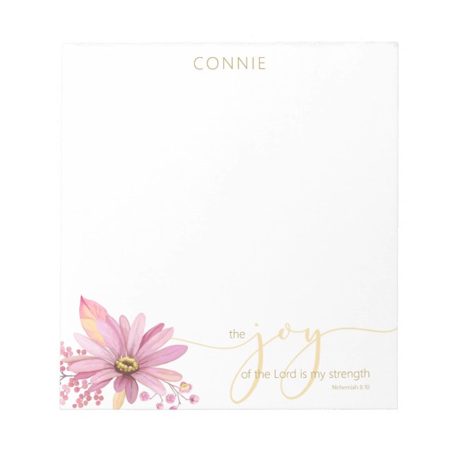 Nehemiah 8:10 Floral Watercolor Notepad (Front)