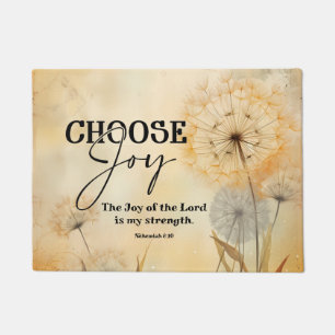 Nehemiah 8:10 Joy of the Lord Bible Verse Flowers Doormat