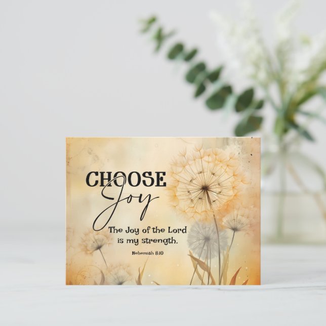 Nehemiah 8:10 Joy of the Lord Bible Verse Flowers Postcard (Standing Front)