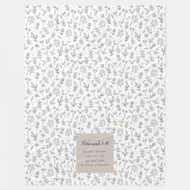 Nehemiah 8:10 Scripture Fleece Blanket (Front)