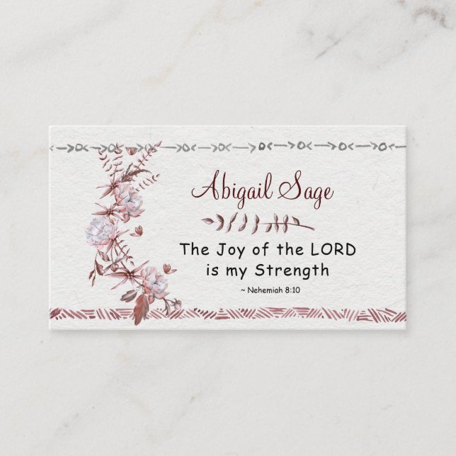 Nehemiah 8:10 The Joy of the Lord is my Strength Business Card (Front)