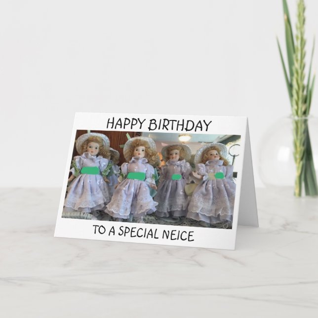 **NEICE** ON YOUR BIRTHDAY FROM VINTAGE DOLLS CARD (Front)