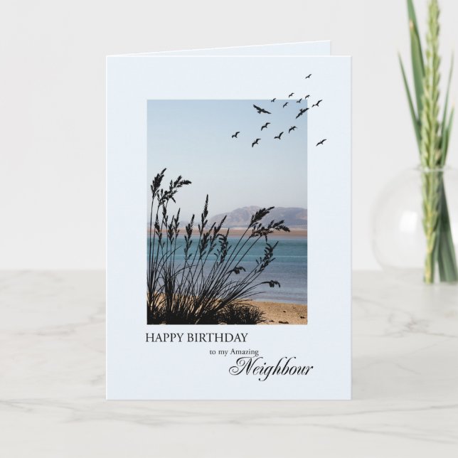 Neighbor Birthday, Seaside Scene Card (Front)