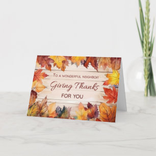 Neighbor Thanksgiving Giving Thanks Autumn Leaves Card