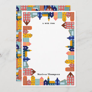 Neighborhood Block City Houses Pattern Card