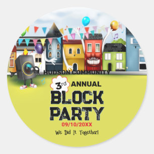 Neighborhood Block Party Classic Round Sticker
