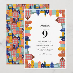 Neighborhood Block Party Kids Birthday Invitation