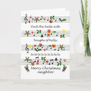 Neighbour Christmas Sheet Music Deck The Halls Holiday Card