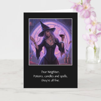 Neighbour Halloween Humourous Witch with Wine  Card