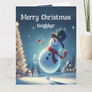 Neighbour Happy Snowman Hot Chocolate Christmas Card