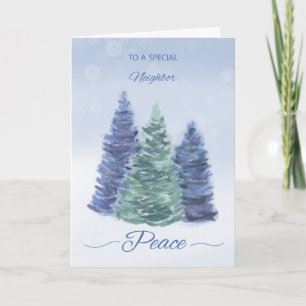 Neighbour Holiday Peace with Evergreen Trees Card