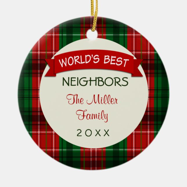 Neighbour Holiday Plaid Christmas Gift Ornaments (Front)