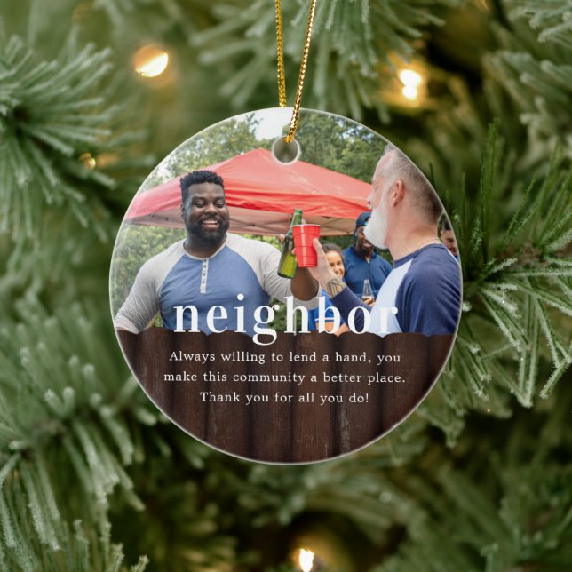 Neighbour | Sentimental Photo Keepsake Christmas Ceramic Ornament (Tree)