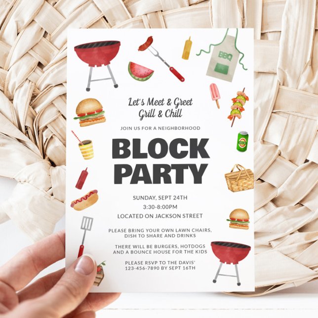 Neighbourhood Block Party Invitation (Block Party Neighborhood Picnic)