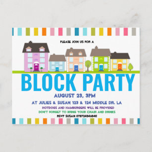 Neighbourhood Block Party Invitation Postcard