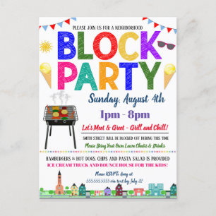 Neighbourhood Block Party Invite Postcard