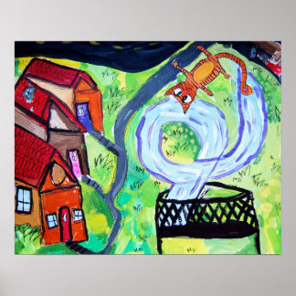Neighbourhood Cat on a Trampoline Poster