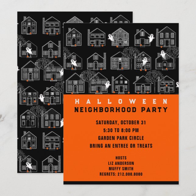 Neighbourhood Halloween Party Invitation (Front/Back)
