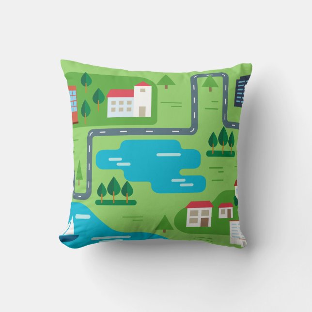 Neighbourhood Illustration Roadmap Illustration Cushion (Front)