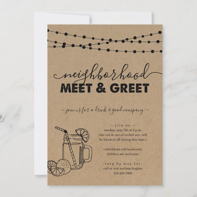 Neighbourhood Meet & Greet Party Invitation (Front)