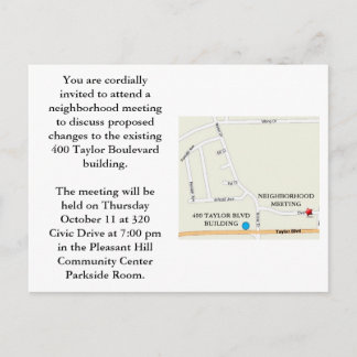 Neighbourhood Meeting Invitation Postcard