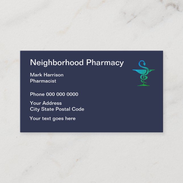 Neighbourhood Pharmacy And Pharmacist Business Card (Front)