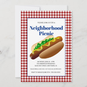 Neighbourhood Picnic With Hot Dogs Invitation