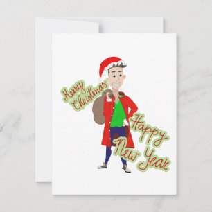Neighbourhood Santa Claus flat holiday card