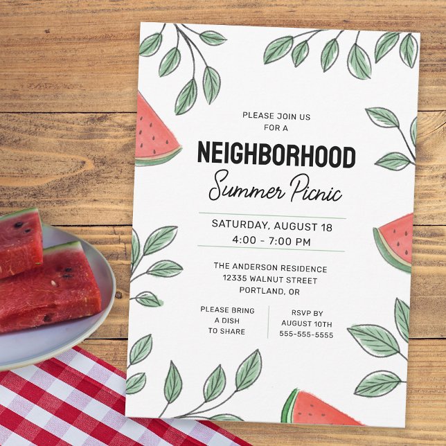 Neighbourhood Summer Picnic Watermelon Invitation (Creator Uploaded)