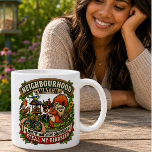 Neighbourhood Watch Funny Squirrel Birdwatching Coffee Mug