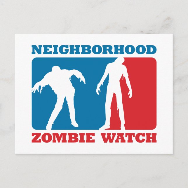 Neighbourhood Zombie Watch - Red and Blue Postcard (Front)