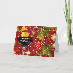 Neighbours Happy Holidays Wishes with Wine  Holiday Card