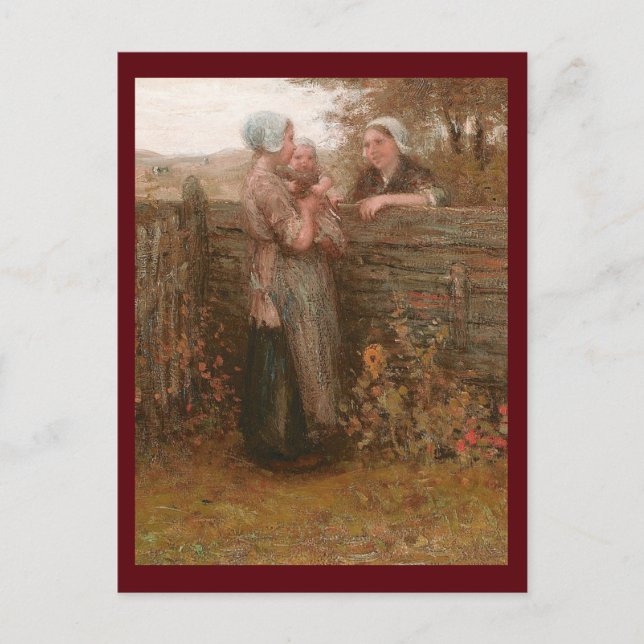 Neighbours Visiting Over the Fence Postcard (Front)