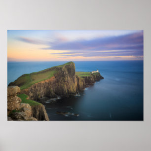 Neist point lighthouse on Skye at sunset Poster