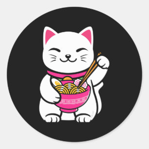 Neko Cat Ramen Anime Kawaii Teen gift  Classic Round Sticker