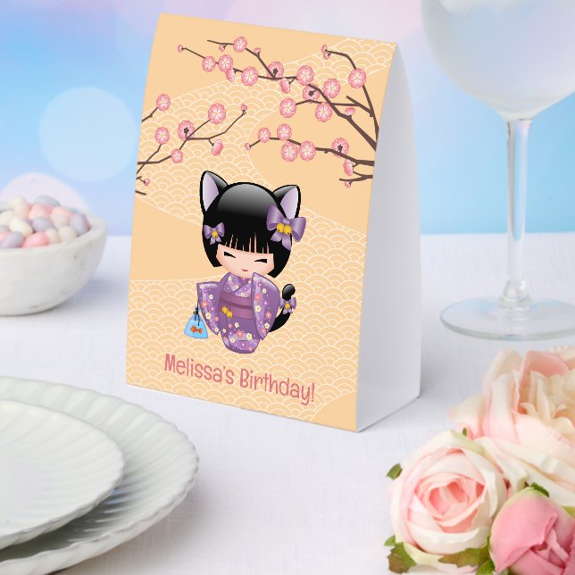 Neko Kokeshi Cat Ears Geisha Girl Yellow (Insitu(Wedding))