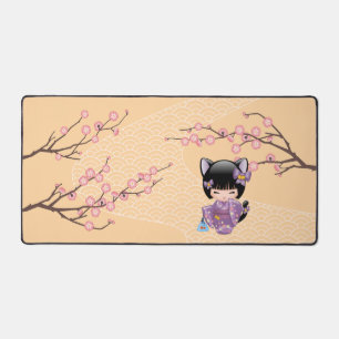 Neko Kokeshi Doll - Cat Ears Geisha Girl Desk Mat