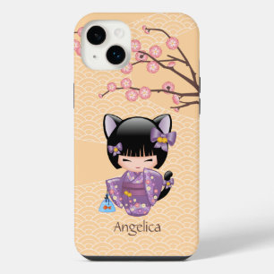 Neko Kokeshi Doll - Cat Ears Geisha Girl iPhone Case
