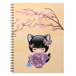 Neko Kokeshi Doll - Cat Ears Geisha Girl Notebook