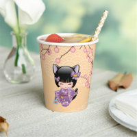 Neko Kokeshi Doll - Cat Ears Geisha Girl
