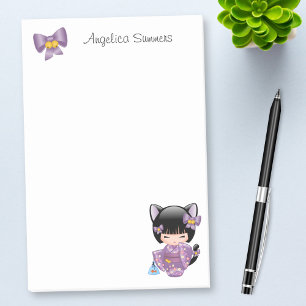 Neko Kokeshi Doll - Cat Ears Geisha Girl Post-it Notes