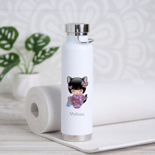 Neko Kokeshi Doll - Cat Ears Geisha Girl Water Bottle