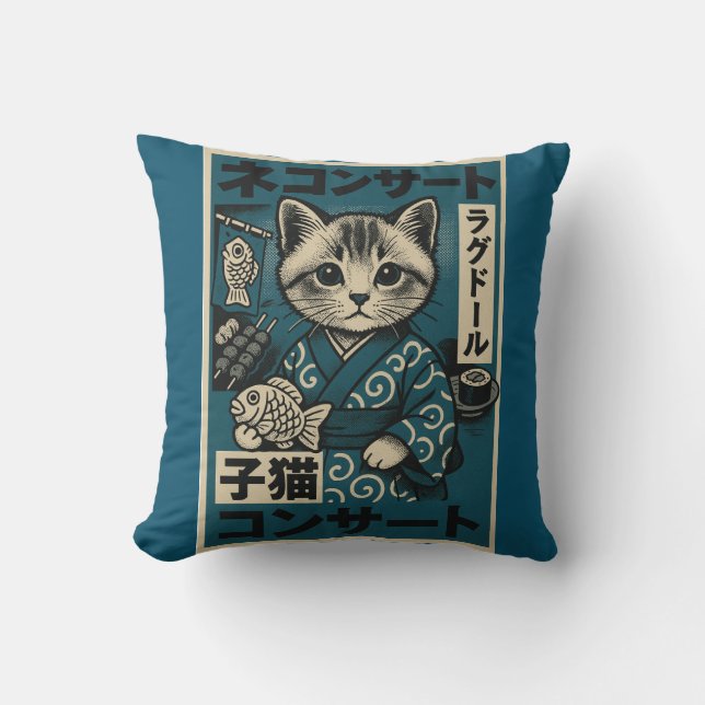 Neko Noodle Nights Cushion (Front)