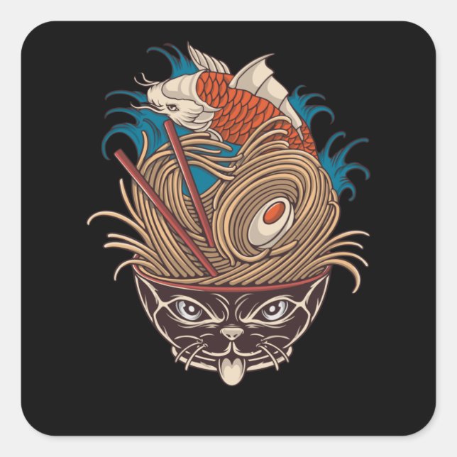 Neko Ramen Square Sticker (Front)