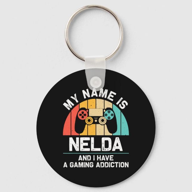 Nelda Gift Name Personalized Funny Gaming Geek Bir Key Ring (Front)