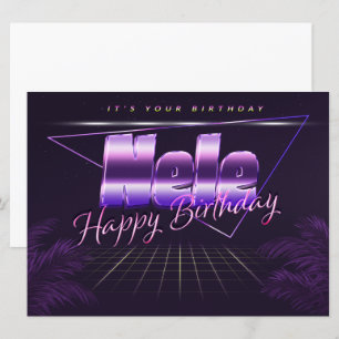 Nele Name Vorname lila retro Karte Geburtstag Card