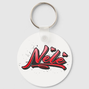 Nele red Heart Graffiti Key Ring